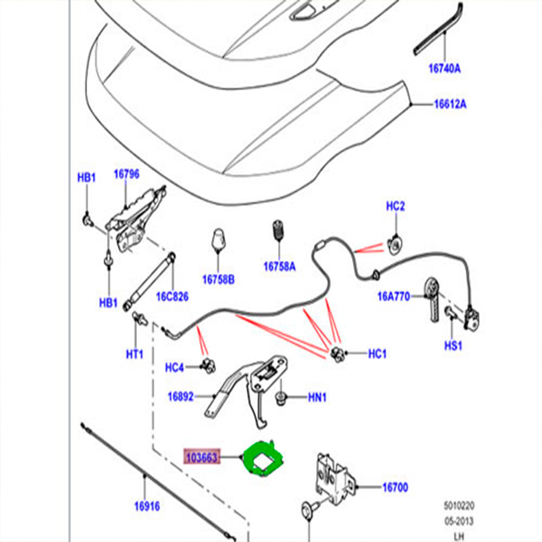 GENUINE LAND ROVER HOOD GUIDE RANGE ROVER EVOQUE NEW LR056535