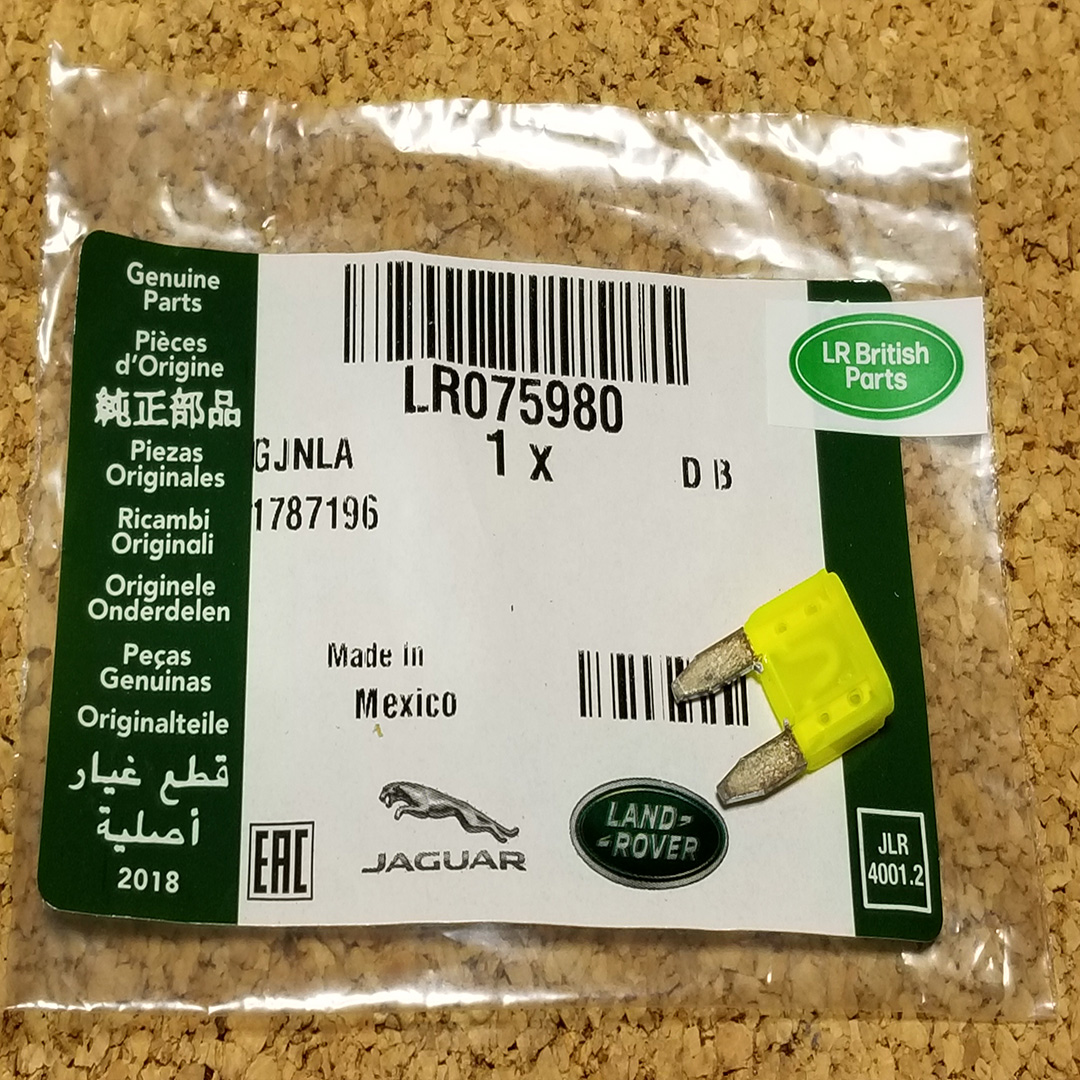 LAND ROVER 20 AMP YELLOW MINI FUSE LR2 LR3 LR4 RANGE R EVOQUE NEW