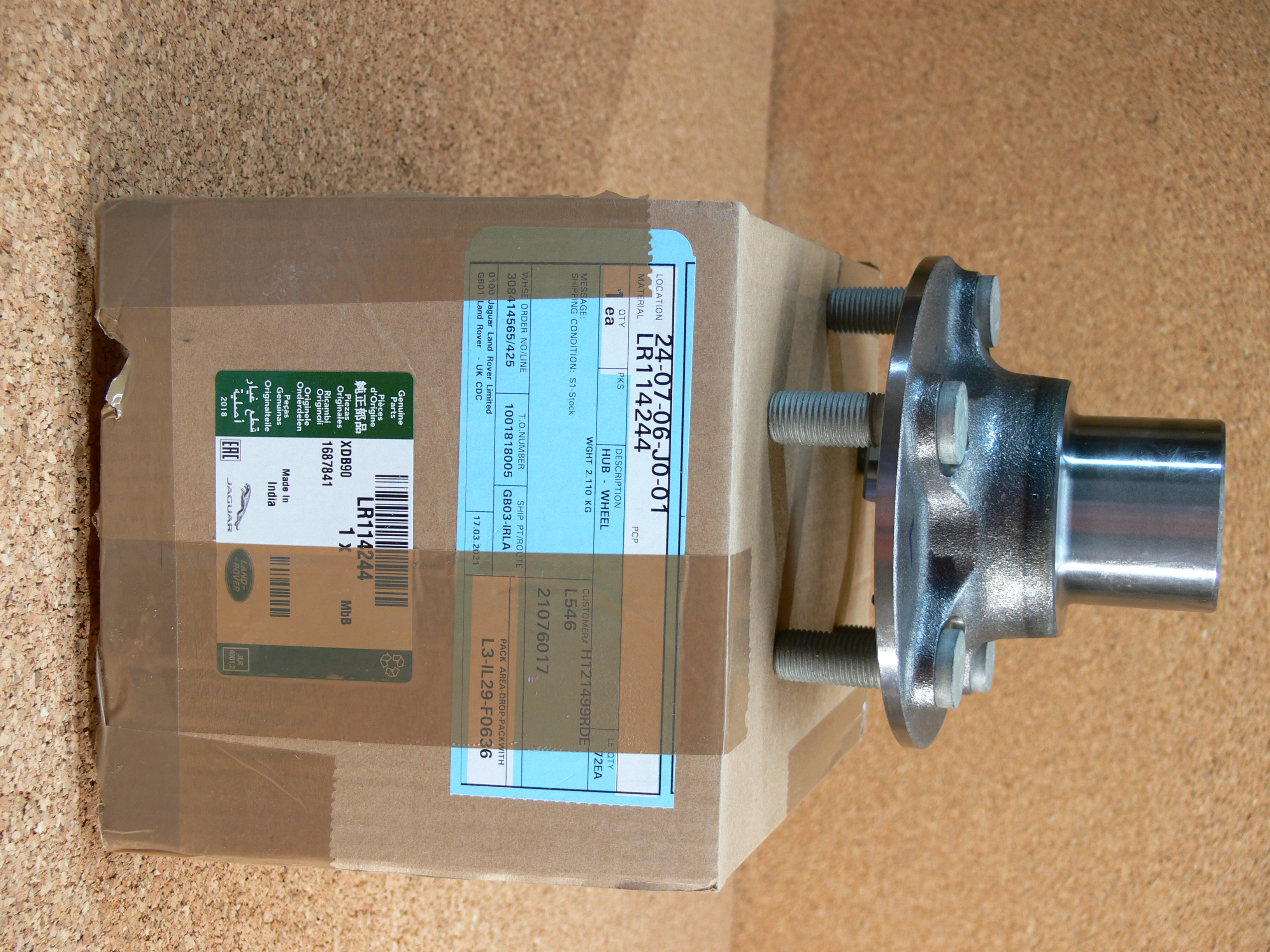 GENUINE LAND ROVER FRONT WHEEL HUB NEW RANGE ROVER EVOQUE 19 ON DISCOVERY SPORT 15 ON LR114244